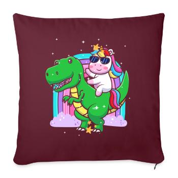 Dabbing Einhorn Reiten T Rex Jungen Mädchen Halloween - Sofakissenbezug 45 x 45 cm - Burgunderrot - Vorne