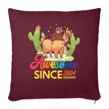 Génial depuis 2004 Année de naissance Anniversaire du mouton - Housse de coussin décorative 45 x 45 cm - bordeaux - Devant