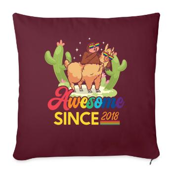 Génial depuis 2018 Anniversaire de naissance mouton - Housse de coussin décorative 45 x 45 cm - bordeaux - Devant