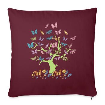 Bunte Schmetterlinge Wald Natur Bäume Bewahrung - Sofakissenbezug 45 x 45 cm - Burgunderrot - Vorne
