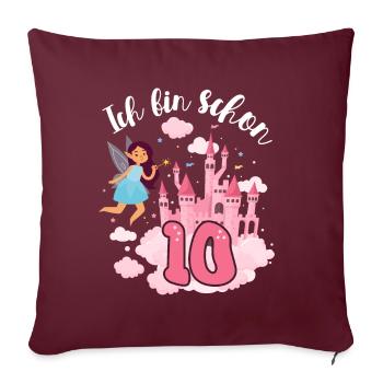 Je suis déjà 10 fées château magique 10. - Housse de coussin décorative 45 x 45 cm - bordeaux - Devant