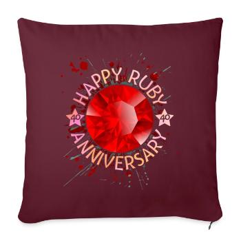 Mariage rubis, anniversaire de mariage 40 ans - Housse de coussin décorative 45 x 45 cm - bordeaux - Devant