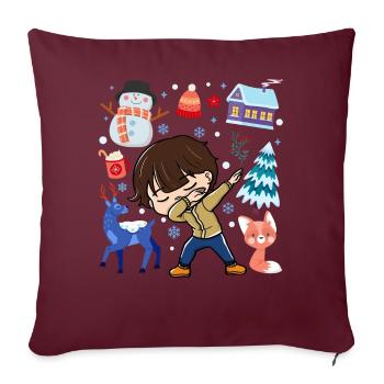 Tupfende Junge Schnee Hirsche Winter Gemäßigtes - Sofakissenbezug 45 x 45 cm - Burgunderrot - Vorne