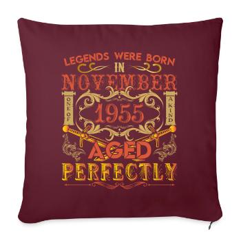 November 1955 - birthday 1955 legends were born. - Housse de coussin décorative 45 x 45 cm - bordeaux - Devant