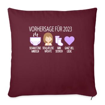 Vorhersage 2023 Werdender Papa Werdende Mama - Sofakissenbezug 45 x 45 cm - Burgunderrot - Vorne