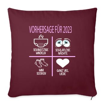 Vorhersage 2023 Werdender Papa Werdende Mama - Sofakissenbezug 45 x 45 cm - Burgunderrot - Vorne