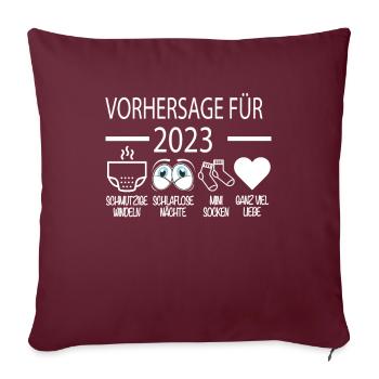 Vorhersage 2023 Werdender Papa Werdende Mama - Sofakissenbezug 45 x 45 cm - Burgunderrot - Vorne