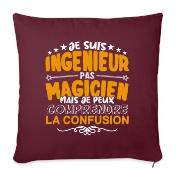 Ingénieur | Ingénieur pas Magicien | Meilleur Ingé - Housse de coussin décorative 45 x 45 cm - bordeaux - Devant
