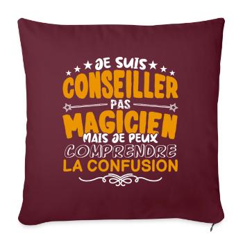 Conseiller | Conseiller pas Magicien | Meilleur Co - Housse de coussin décorative 45 x 45 cm - bordeaux - Devant