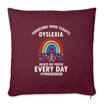 Thérapie de la dyslexie pour le mois de la dyslexie - Housse de coussin décorative 45 x 45 cm - bordeaux - Devant
