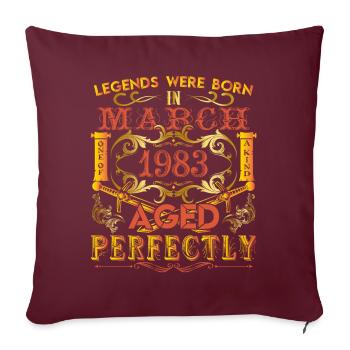 March 1983 - birthday 1983 legends were born. - Housse de coussin décorative 45 x 45 cm - bordeaux - Devant