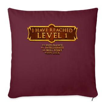 J’ai le niveau 1 RPG Online Gaming 1er anniversaire - Housse de coussin décorative 45 x 45 cm - bordeaux - Devant