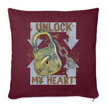 Valentinstag Spruch, Schloss Schlüssel, Liebe-Love - Sofakissenbezug 45 x 45 cm - Burgunderrot - Vorne