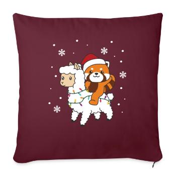 Red Panda Lama Weihnachten Schnee Winter Tiere - Sofakissenbezug 45 x 45 cm - Burgunderrot - Vorne
