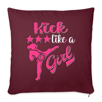 Karaté Taekwondo Filles Femmes Karaté Kick - Housse de coussin décorative 45 x 45 cm - bordeaux - Devant