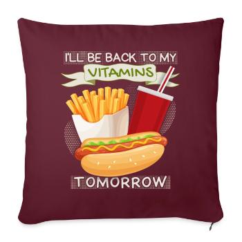 Malbouffe, restauration rapide, hot-dog drôle de dicton - Housse de coussin décorative 45 x 45 cm - bordeaux - Devant