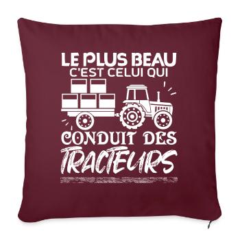 Tracteur Fan de tracteur J'aime les tracteurs - Housse de coussin décorative 45 x 45 cm - bordeaux - Devant