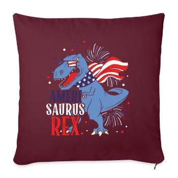 Ameri Saurus Rex 4 juillet Dinosaure Indépendance - Housse de coussin décorative 45 x 45 cm - bordeaux - Devant