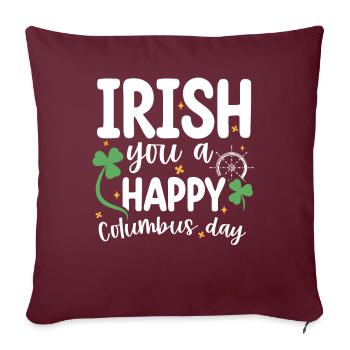 Irlandais Vous Un joyeux Columbus Day Trèfle vert - Housse de coussin décorative 45 x 45 cm - bordeaux - Devant