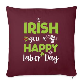 Irlandais Vous Joyeux Fête du Travail Trèfle Vert - Housse de coussin décorative 45 x 45 cm - bordeaux - Devant