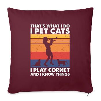 That's What Do Pet Cats Play Cornet & Know Things - Sofakissenbezug 45 x 45 cm - Burgunderrot - Vorne