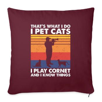 That's What Do Pet Cats Play Cornet & Know Things - Sofakissenbezug 45 x 45 cm - Burgunderrot - Vorne
