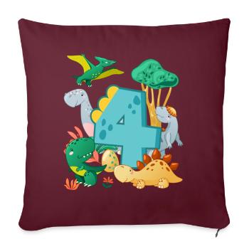 Herde Von Niedlichen Dinosauriern 4. Geburtstag 4 - Sofakissenbezug 45 x 45 cm - Burgunderrot - Vorne