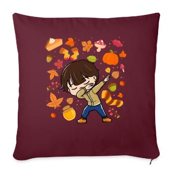 Tupfen Junge Herbst Ahorn Kürbis Herbst Saison - Sofakissenbezug 45 x 45 cm - Burgunderrot - Vorne