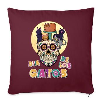 Dia de Los Gatos Cat Défenseur des droits des animaux - Housse de coussin décorative 45 x 45 cm - bordeaux - Devant