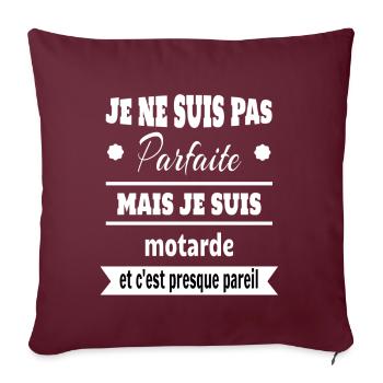 Pas parfaite mais motarde moto humour - Housse de coussin décorative 45 x 45 cm - bordeaux - Devant