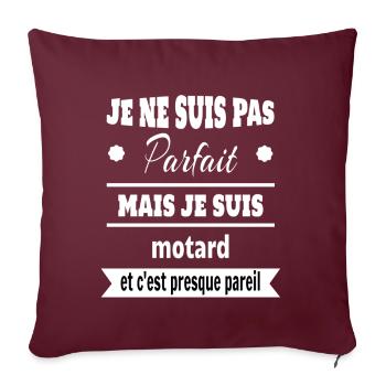 Pas parfait mais motard moto humour - Housse de coussin décorative 45 x 45 cm - bordeaux - Devant