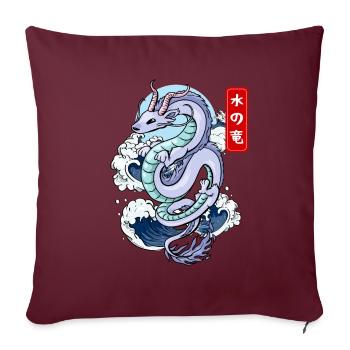 Mythe élémentaire du dragon d’eau japonais - Housse de coussin décorative 45 x 45 cm - bordeaux - Devant