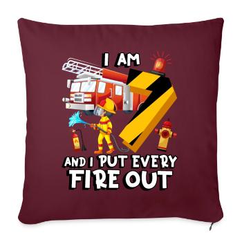 Pompier Pompiers J’ai 7 ans - Housse de coussin décorative 45 x 45 cm - bordeaux - Devant