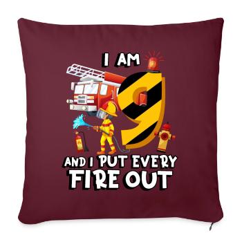 Pompiers pompiers J’ai 9 ans - Housse de coussin décorative 45 x 45 cm - bordeaux - Devant