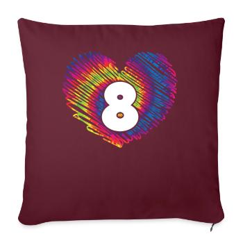 8e anniversaire Heart Tie Dye | Tie Dye sur le thème - Housse de coussin décorative 45 x 45 cm - bordeaux - Devant