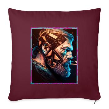 Viking Wikinger Polygon Geometrisch Nordisch Neon - Sofakissenbezug 45 x 45 cm - Burgunderrot - Vorne
