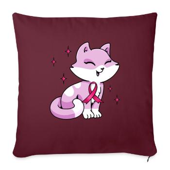 Chat nœud rose mignon octobre - Housse de coussin décorative 45 x 45 cm - bordeaux - Devant