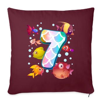 7. Geburtstag | Regenbogenfisch Geburtstag | - Sofakissenbezug 45 x 45 cm - Burgunderrot - Vorne