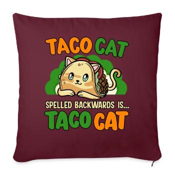 Le chat tacos épelait à l’envers les droits des animaux - Housse de coussin décorative 45 x 45 cm - bordeaux - Devant