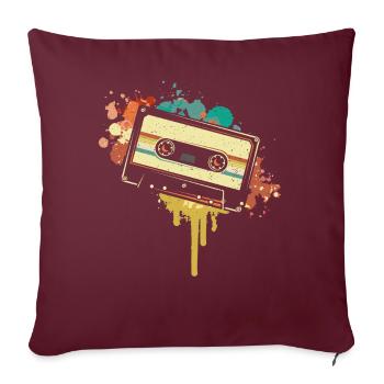 Vintage Cassette Music Handset Cassette-theme - Housse de coussin décorative 45 x 45 cm - bordeaux - Devant
