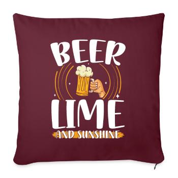 Bière citron vert et soleil | Amateurs de bière - Housse de coussin décorative 45 x 45 cm - bordeaux - Devant