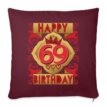 69. Geburtstag 69 Jahre alt Spruch, Vintage-Design - Sofakissenbezug 45 x 45 cm - Burgunderrot - Vorne