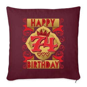 74e anniversaire 74 ans dicton, design vintage - Housse de coussin décorative 45 x 45 cm - bordeaux - Devant
