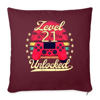 Level 21 Unlocked Männer Gamer Geburtstag Level - Sofakissenbezug 45 x 45 cm - Burgunderrot - Vorne