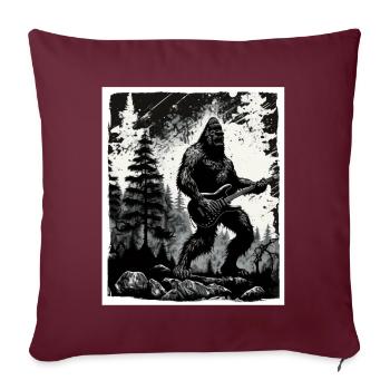 Big Foot Sasquatch Rock Guitare Musique Metal Grunge - Housse de coussin décorative 45 x 45 cm - bordeaux - Devant