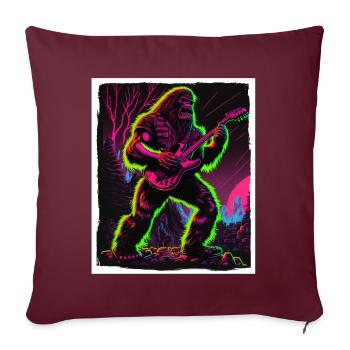 Big Foot Sasquatch Rock Guitare Musique Metal Grunge - Housse de coussin décorative 45 x 45 cm - bordeaux - Devant