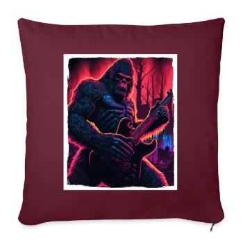 Big Foot Sasquatch Rock Guitare Musique Metal Grunge - Housse de coussin décorative 45 x 45 cm - bordeaux - Devant