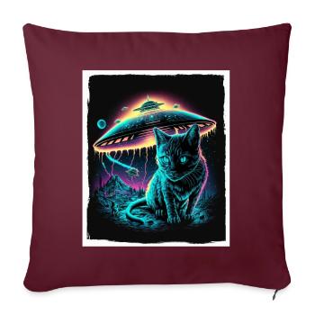 Chaton de chat Space Alien Planet Astronaute - Housse de coussin décorative 45 x 45 cm - bordeaux - Devant