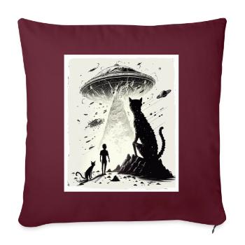 Chaton de chat Space Alien Planet Astronaute - Housse de coussin décorative 45 x 45 cm - bordeaux - Devant