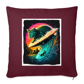 Chaton de chat Space Alien Planet Astronaute - Housse de coussin décorative 45 x 45 cm - bordeaux - Devant